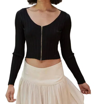 Lucy Paris Wina Zipper Top In Black