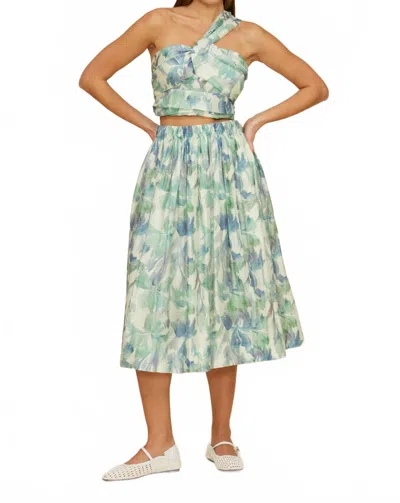 Lucy Paris Women's Amari Midi Skirt In Turquoise Floral In Multi