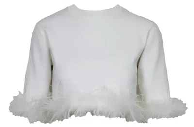Lucy Paris Women's Sally Feather Top In White In Neutral