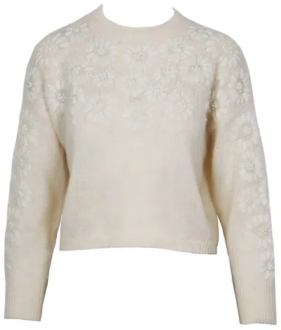 Lucy Paris Women's Tilde Embroidered Sweater In Ivory In Beige