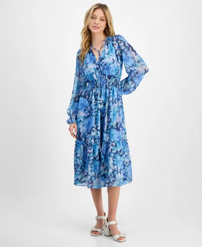 Lucy Paris Women's Trina Floral-print Midi Dress In Blue Floral