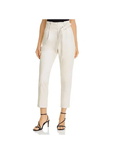 Lucy Paris Womens Faux Leather Pleated Casual Pants In White