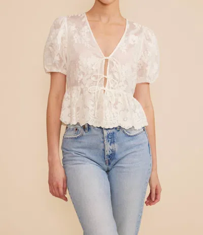 Lucy Paris Xena Tie Detail Top In Ivory