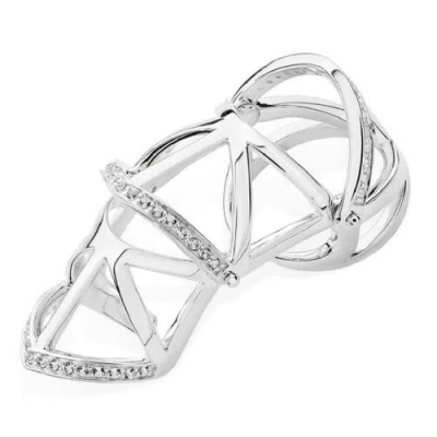Lucy Quartermaine Art Deco Armour Ring In Sterling Silver