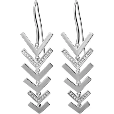 Lucy Quartermaine Art Deco Arrow Drop Earrings In Sterling Silver