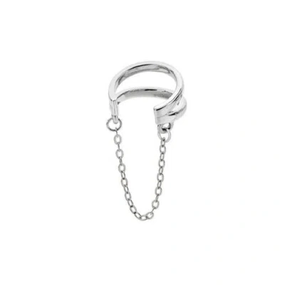 Lucy Quartermaine Art Deco Cuff With Chain In Sterling Silver