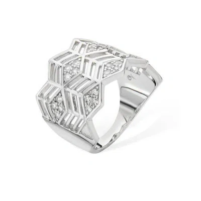 Lucy Quartermaine Art Deco Full Triangle Ring In Sterling Silver