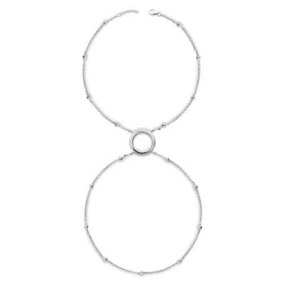 Lucy Quartermaine Art Deco Halo Hand Chain In Sterling Silver
