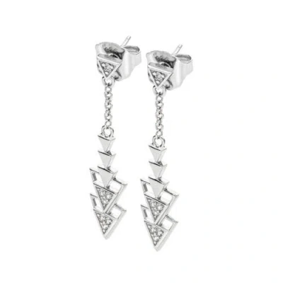 Lucy Quartermaine Art Deco Triangle Earrings In Sterling Silver