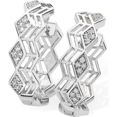 Lucy Quartermaine Art Deco Triangle Hoops In Sterling Silver