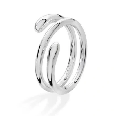 Lucy Quartermaine Coil Drop Ring In Sterling Silver