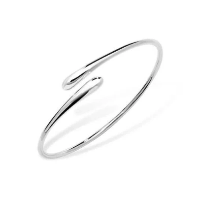 Lucy Quartermaine Cross Open Drop Bangle In Sterling Silver