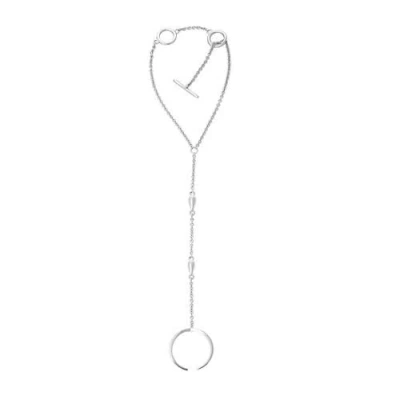 Lucy Quartermaine Double Drop Hand Chain In Sterling Silver