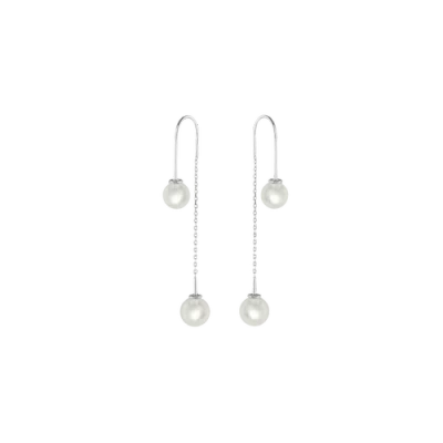 Lucy Quartermaine Double Pearl Earrings In Sterling Silver