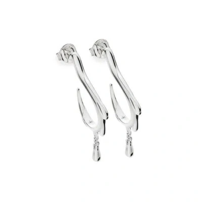 Lucy Quartermaine Dripping Hoop Earrings In Sterling Silver