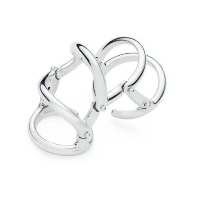 Lucy Quartermaine Drop Armour Ring With Double Hinge In Sterling Silver