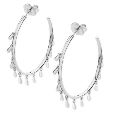 Lucy Quartermaine Multi Drop Hoops In Sterling Silver