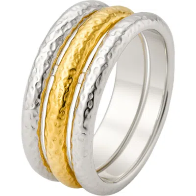Lucy Quartermaine Multi Finish Hula Triple Ring In Metallic