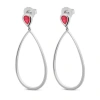 Lucy Quartermaine Petal Drop Earrings With Pear Cut Ruby In Sterling Silver