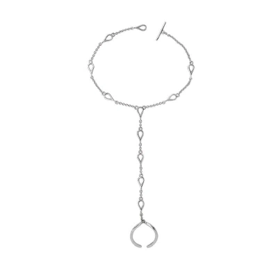 Lucy Quartermaine Petal Hand Chain In Grey