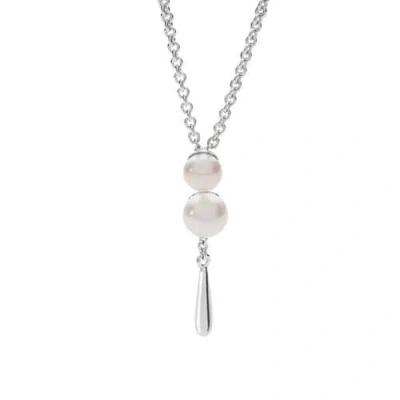 Lucy Quartermaine Royal Pearl Drop Pendant In Sterling Silver