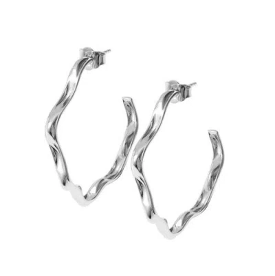 Lucy Quartermaine Splash Wave Hoops In Sterling Silver