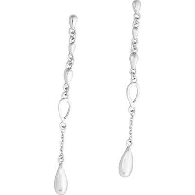 Lucy Quartermaine Station Petal Drop Earrings In Metallic
