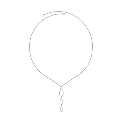 Lucy Quartermaine Tri Petal Long Pendant In Silver