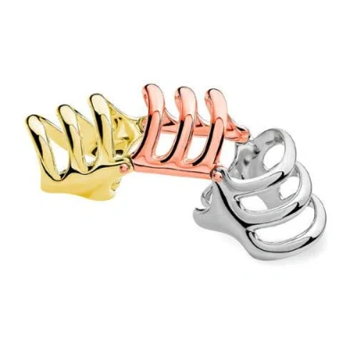 Lucy Quartermaine Tri Tone Waterfall Armour Ring In Multi Color