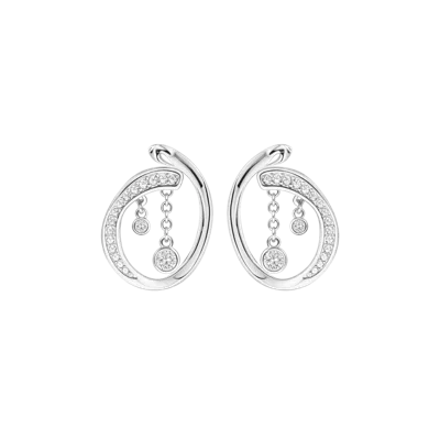 Lucy Quartermaine Volcan Loops With White Topaz In Silver
