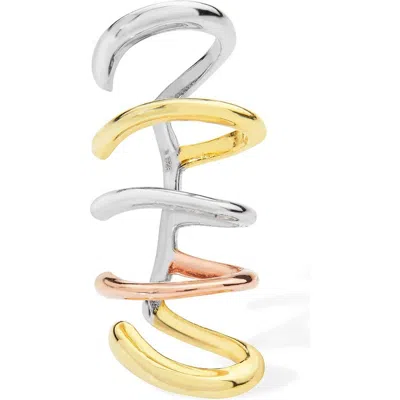 Lucy Quartermaine Waterfall High Ear Multi Colour Cuff In Sterling Silver