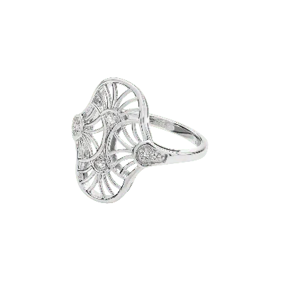 Lucy Quartermaine Women's Art Deco Oval Ring In Sterling Silver