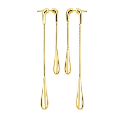 Lucy Quartermaine Women's Double Drop Earrings Front And Back In Gold Vermeil