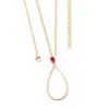 Lucy Quartermaine Women's Long Petal Drop Necklace With Pear Cut Ruby In Gold Vermeil In Gold