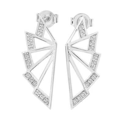 Lucy Quartermaine Women's Solid Sterling Silver Angel Wing Studs