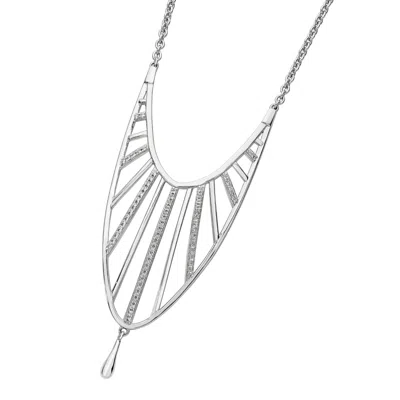 Lucy Quartermaine Women's Silver Art Deco Oval Long Necklace