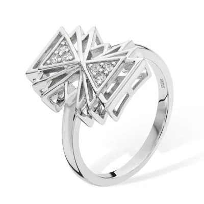 Lucy Quartermaine Women's Silver Art Deco Triangle Ring