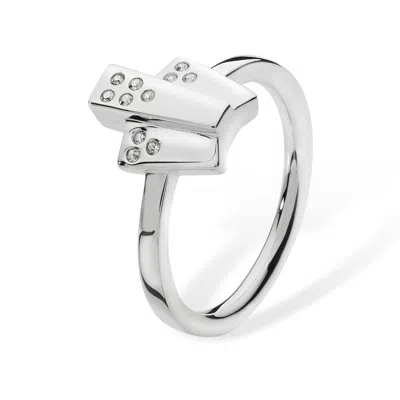 Lucy Quartermaine Women's Silver Art Deco Triple Layer Ring