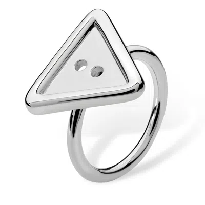 Lucy Quartermaine Women's Silver Button Triangle Ring