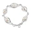 Lucy Quartermaine Women's Silver Couture Pearl Bracelet With Blue Swarovski Crystals In Silver
