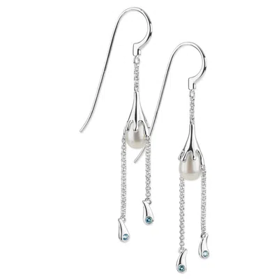 Lucy Quartermaine Women's Silver Couture Pearl Shepherds Crook Earrings