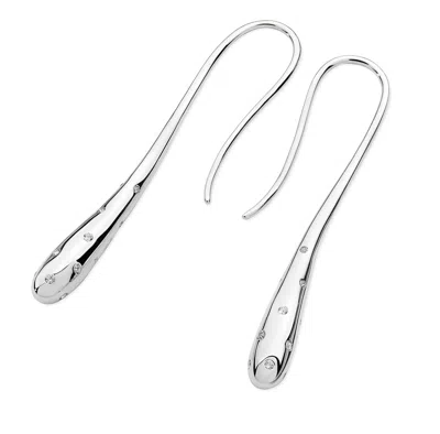 Lucy Quartermaine Women's Silver Dipped Solid Drop Earrings With White Topaz In Metallic