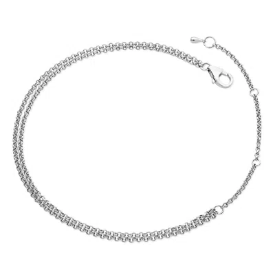 Lucy Quartermaine Women's Silver Double Chain Drop Anklet In Metallic