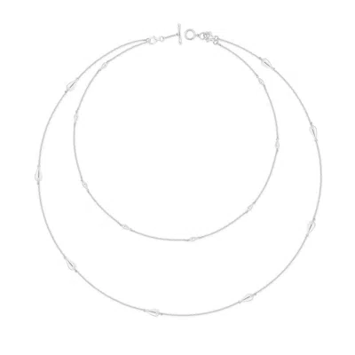 Lucy Quartermaine Women's Silver Double Layer Drop Necklace With Toggle