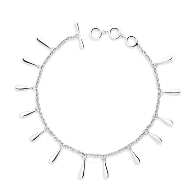Lucy Quartermaine Women's Solid Sterling Silver Drop Station Bracelet