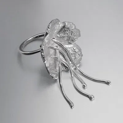 Lucy Quartermaine Women's Silver Large Flower Ring