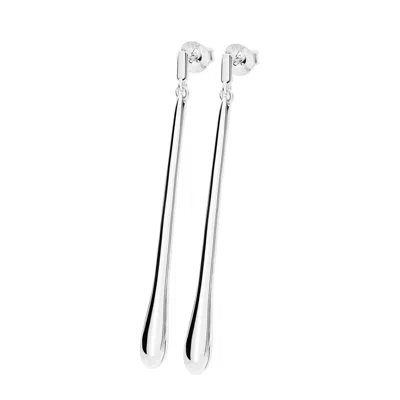 Lucy Quartermaine Women's Solid Sterling Silver Long Drop Stud Earrings