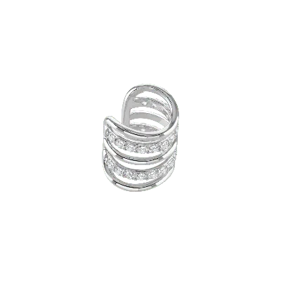 Lucy Quartermaine Melody Ear Cuff With White Topaz In Silver