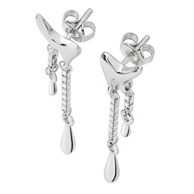 Lucy Quartermaine Women's Silver Melting Drop Earrings In White