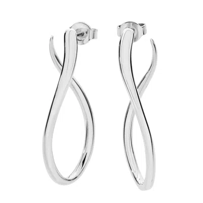 Lucy Quartermaine Women's Silver Melting Drop Hoops In White